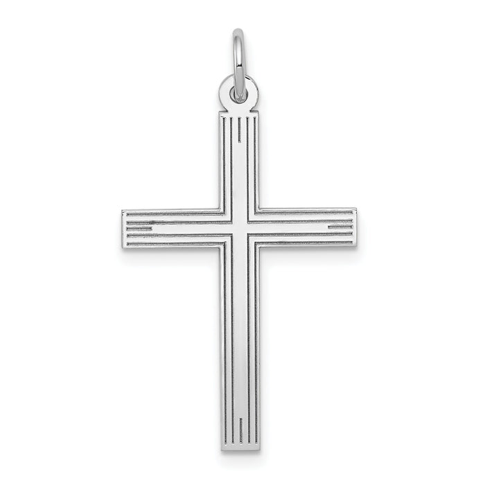 14K White Gold Laser Designed Cross Pendant-XR998