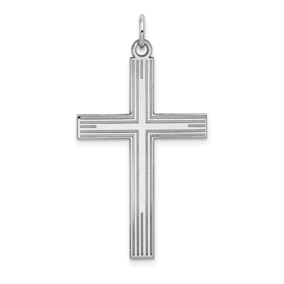 14K White Gold Laser Designed Cross Pendant-XR999