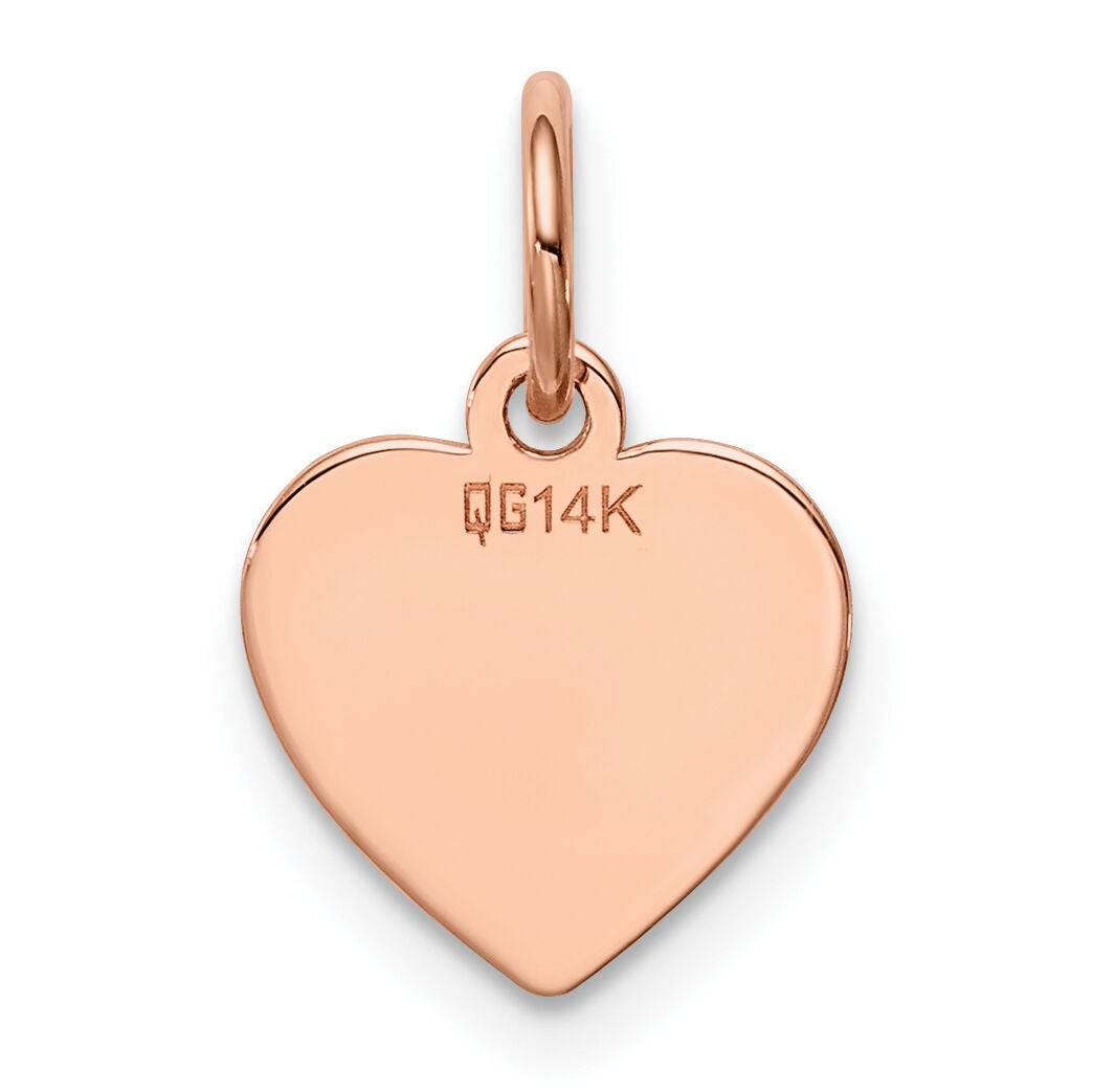 14k Rose Gold Plain .018 Gauge Engraveable Heart Disc Charm-XRM193/18