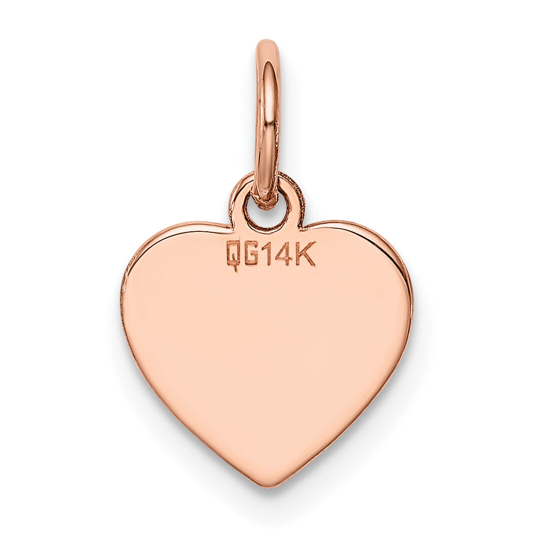 14k Rose Gold Plain .011 Gauge Engraveable Heart Disc Charm-XRM194/11