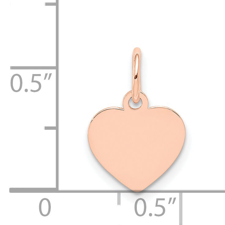 14k Rose Gold Plain .013 Gauge Engraveable Heart Disc Charm-XRM194/13