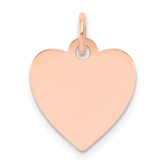 14k Rose Gold Plain .018 Gauge Engraveable Heart Disc Charm-XRM195/18