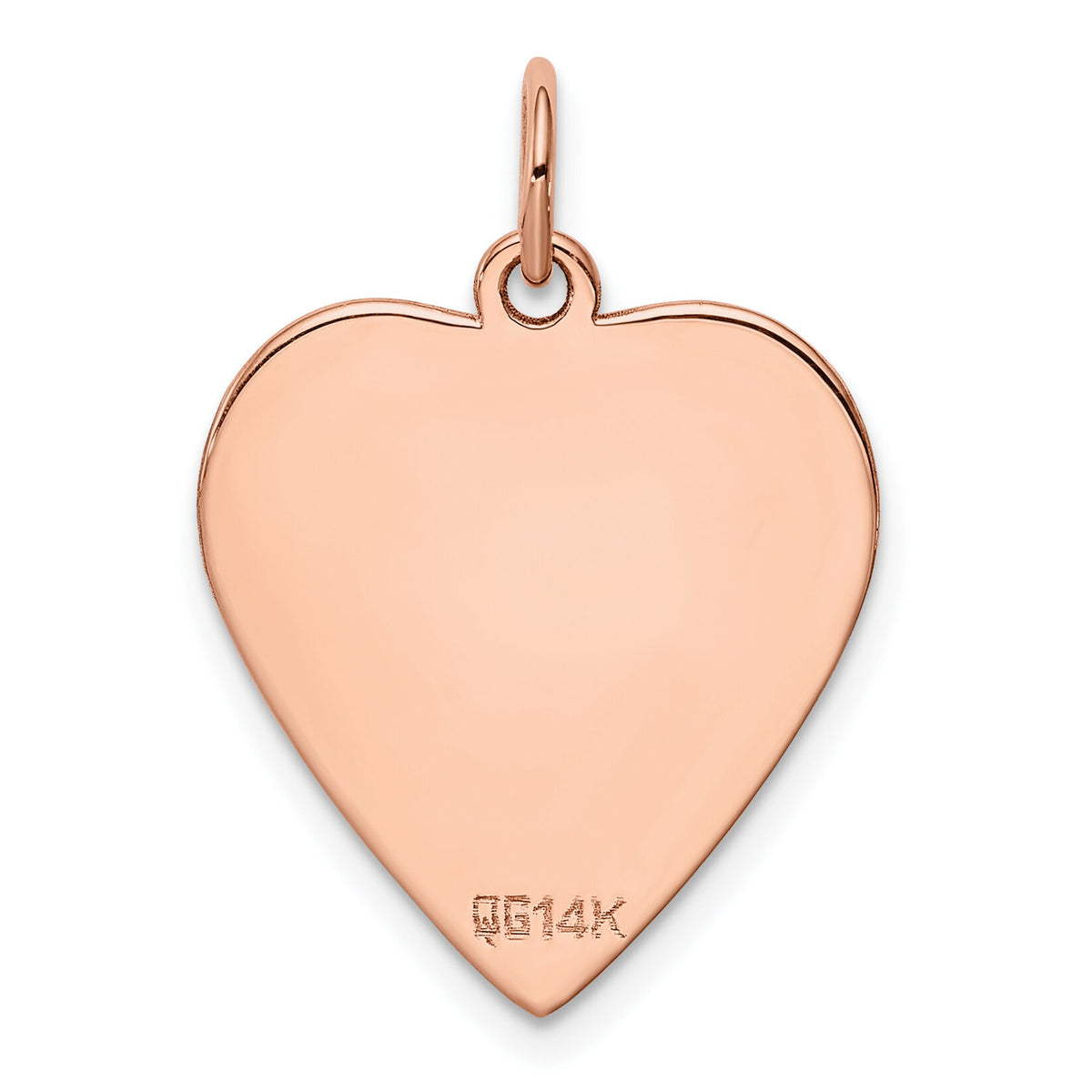 14k Rose Gold Plain .027 Gauge Engraveable Heart Disc Charm-XRM196/27