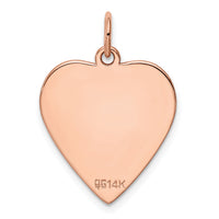 14k Rose Gold Plain .027 Gauge Engraveable Heart Disc Charm-XRM196/27