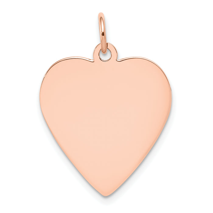 14k Rose Gold Plain .027 Gauge Engraveable Heart Disc Charm-XRM197/27