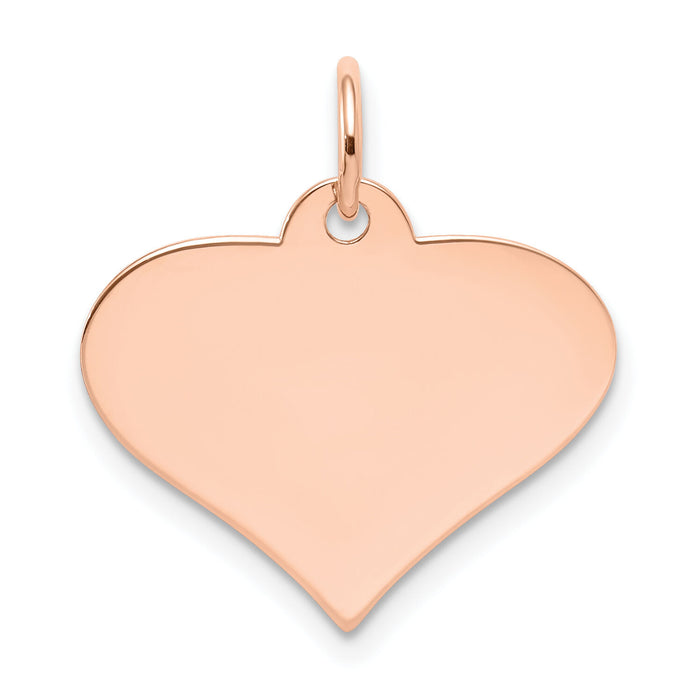 14k Rose Gold Plain .027 Gauge Engraveable Heart Disc Charm-XRM568/27