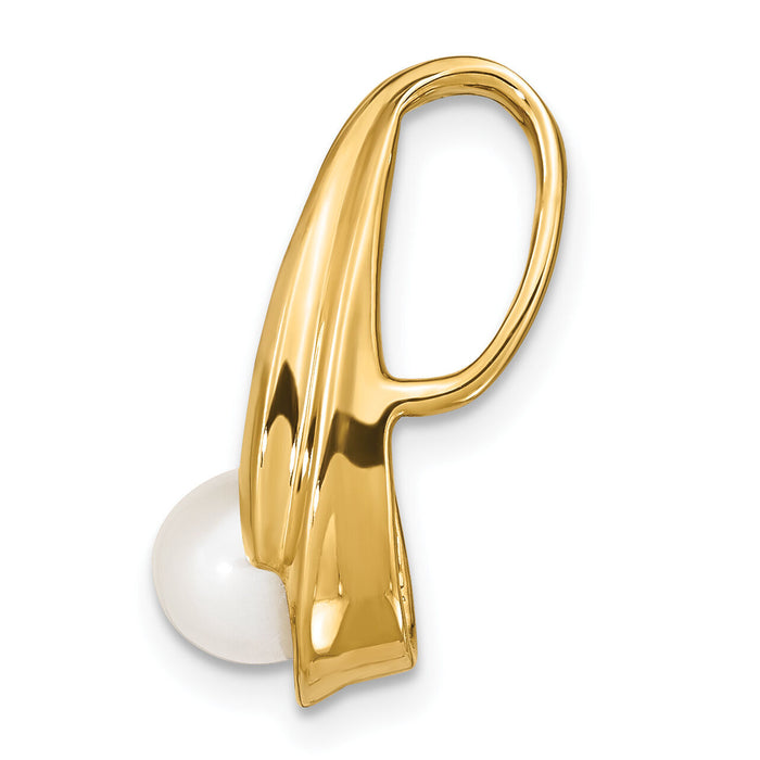 14k 6mm White Round Freshwater Cultured Pearl Slide-XS615PL