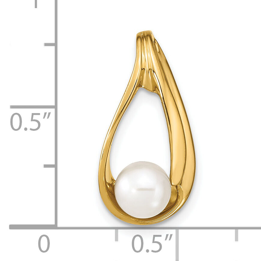 14k 6mm White Round Freshwater Cultured Pearl Slide-XS615PL