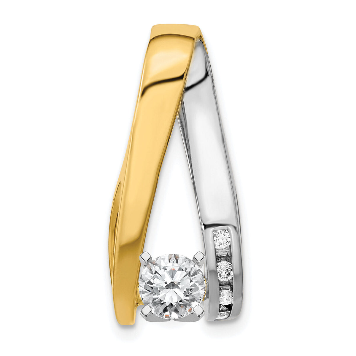 14k Two-tone AA Diamond Semi Mount Peg Slide-XS628AA