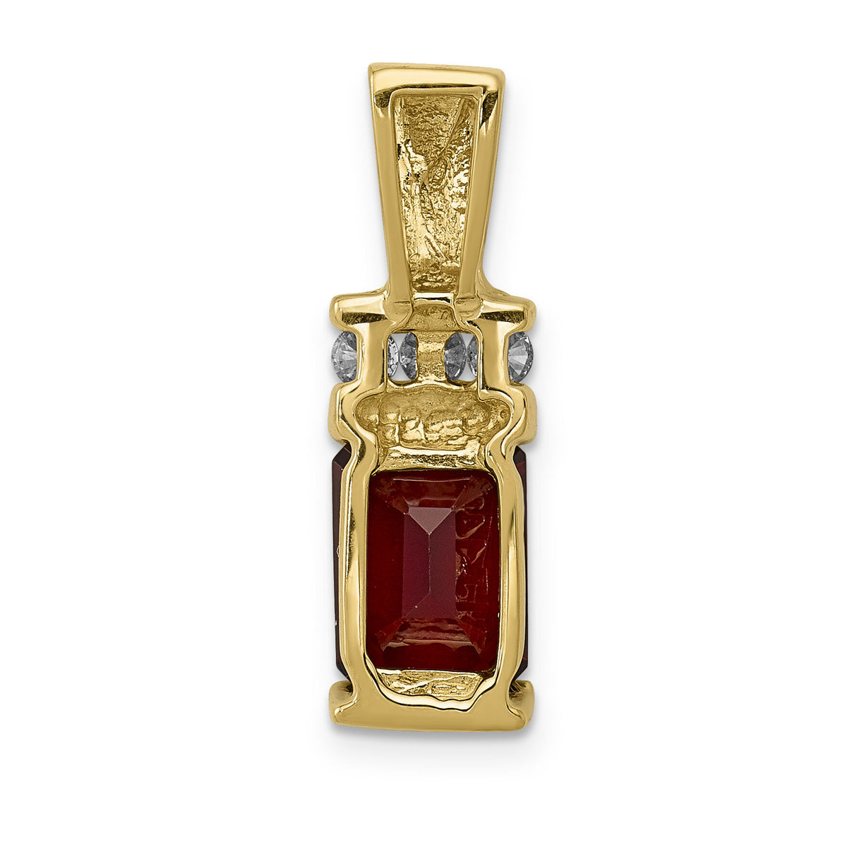 14k 8x6mm Emerald Cut Garnet AA Diamond Slide-XS799GA/AA