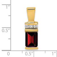 14k 8x6mm Emerald Cut Garnet AA Diamond Slide-XS799GA/AA
