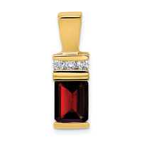 14k 8x6mm Emerald Cut Garnet AA Diamond Slide-XS799GA/AA
