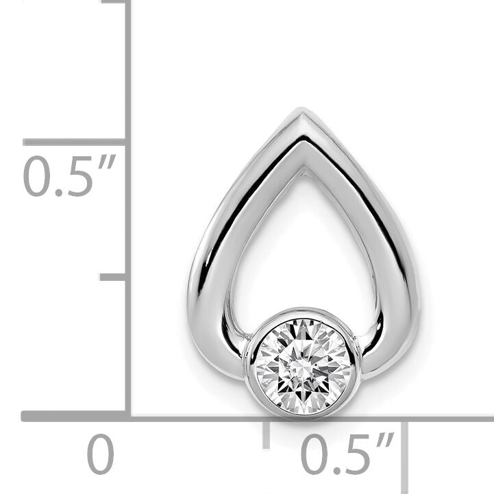 14k White Gold Teardrop 4mm Diamond Chain Slide Mtg-XSW372