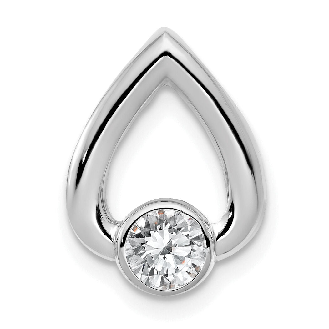 14k White Gold Teardrop 4mm Diamond Chain Slide Mtg-XSW372