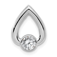 14k White Gold Teardrop 4mm Diamond Chain Slide Mtg-XSW372