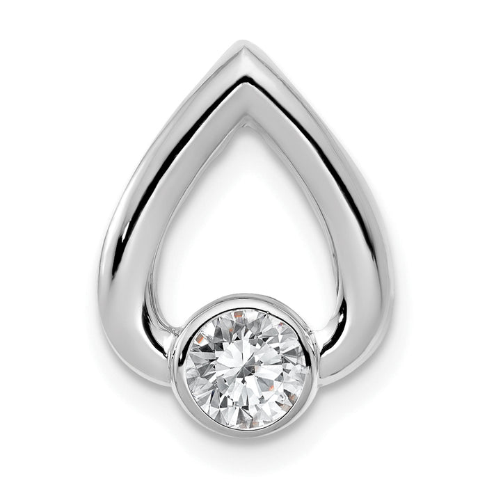 14k White Gold Teardrop 4mm Diamond Chain Slide Mtg-XSW372