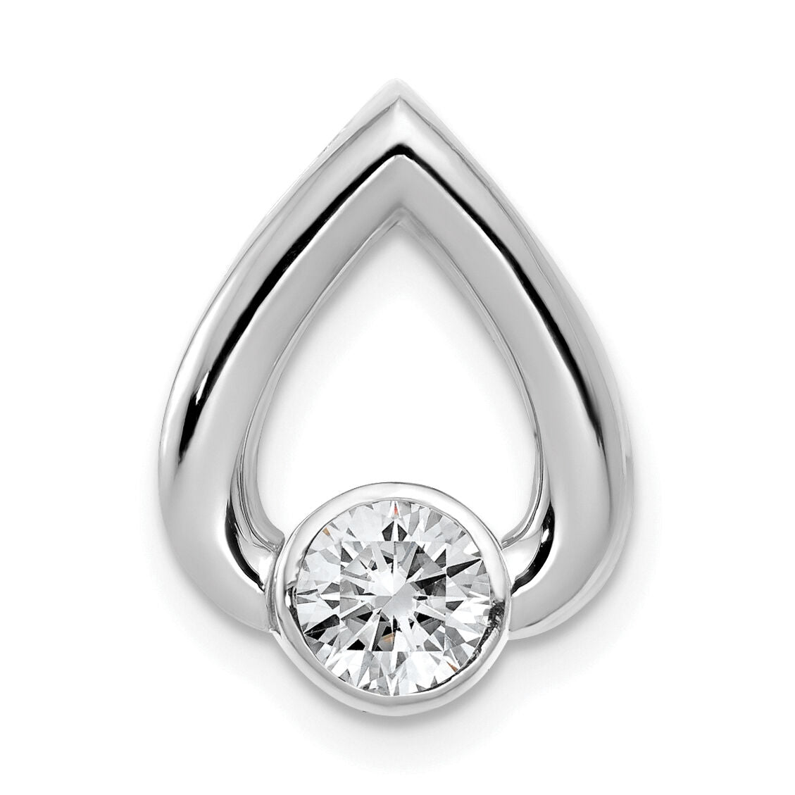 14k White Gold Teardrop 4.4mm Diamond Chain Slide Mtg-XSW373