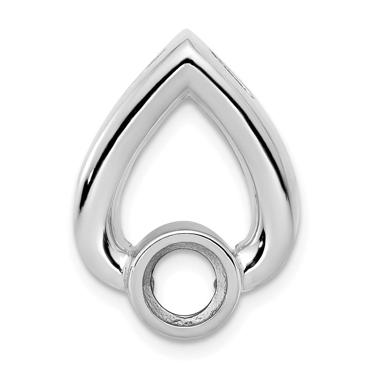 14k White Gold Teardrop 5mm Diamond Chain Slide Mtg-XSW374