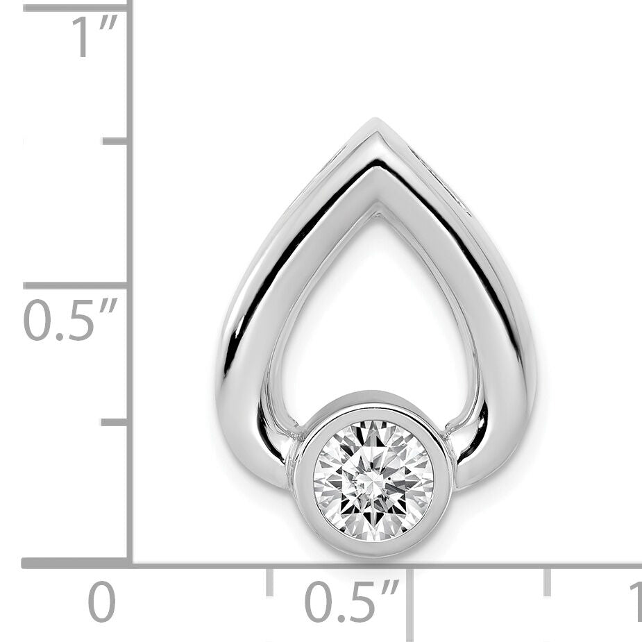 14k White Gold Teardrop 5mm Diamond Chain Slide Mtg-XSW374