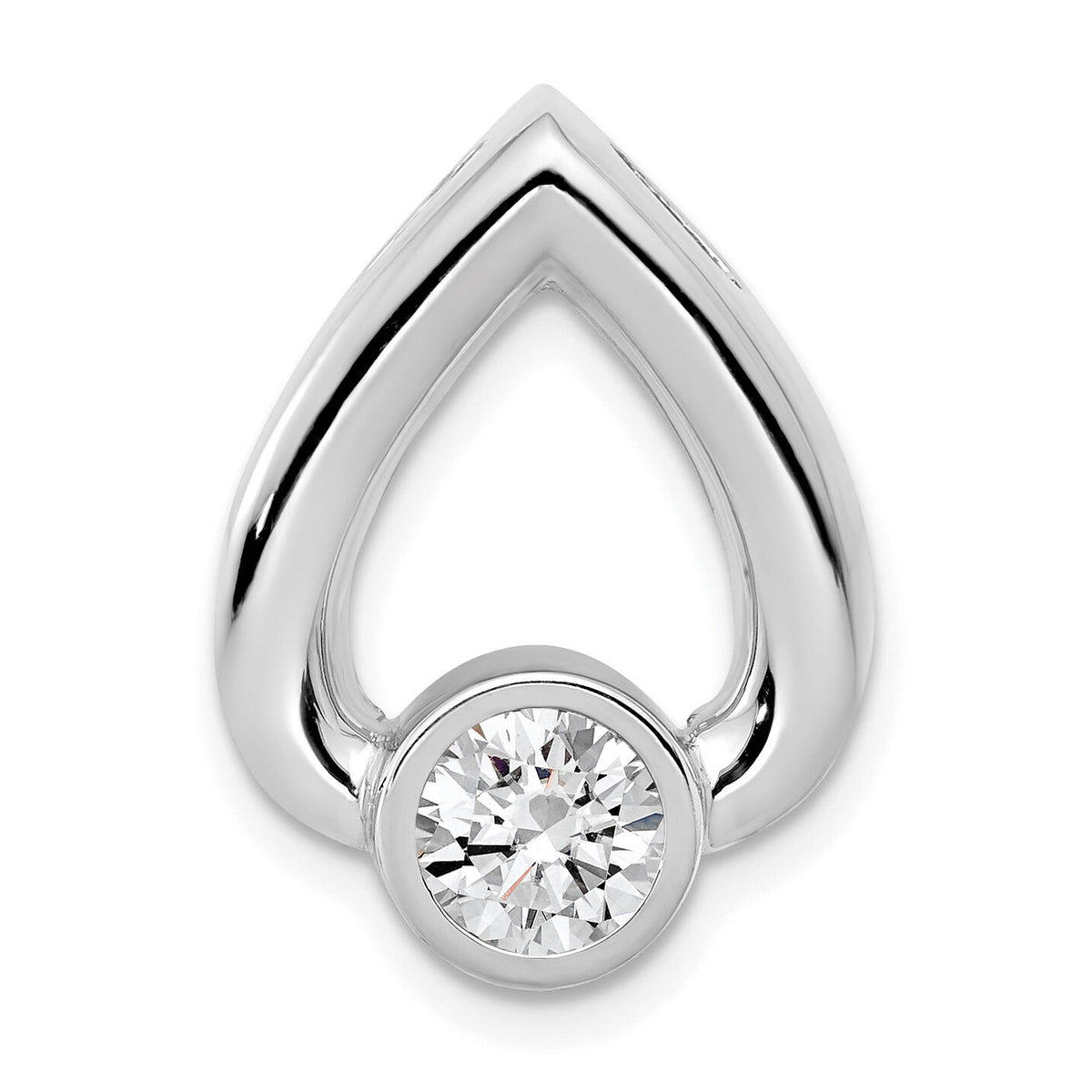 14k White Gold Teardrop 5mm Diamond Chain Slide Mtg-XSW374