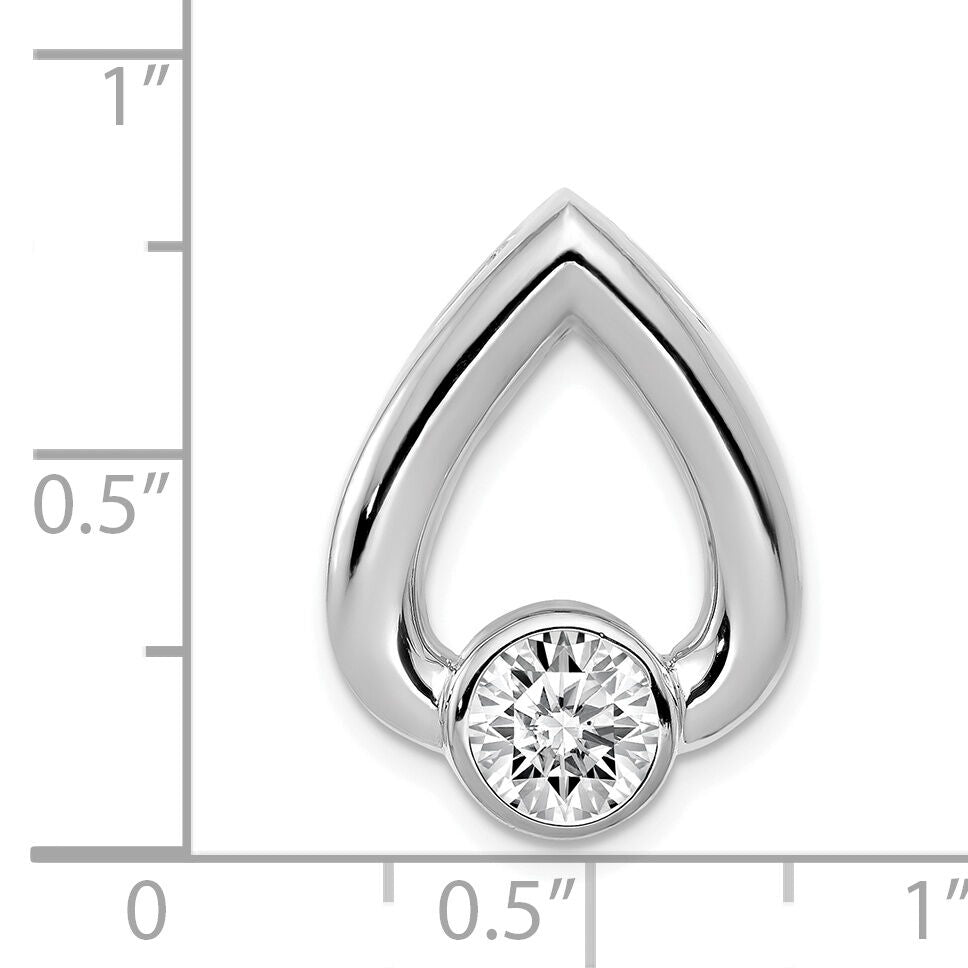 14k White Gold Teardrop 5.8mm Diamond Chain Slide Mtg-XSW375