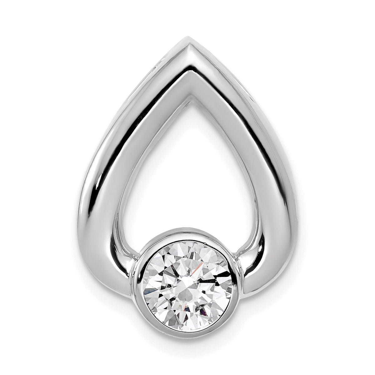 14k White Gold Teardrop 5.8mm Diamond Chain Slide Mtg-XSW375