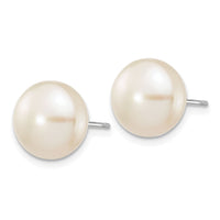 14k White Gold 10-11mmWhite Button FW Cultured Pearl Stud Post Earrings-XW100BW