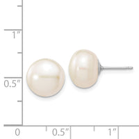 14k White Gold 10-11mmWhite Button FW Cultured Pearl Stud Post Earrings-XW100BW