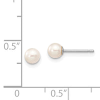 14k White Gold 4-5mm White Round FW Cultured Pearl Stud Post Earrings-XW40PW