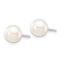 14k White Gold 6-7mm White Round FW Cultured Pearl Stud Post Earrings-XW60PW