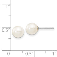 14k White Gold 6-7mm White Round FW Cultured Pearl Stud Post Earrings-XW60PW