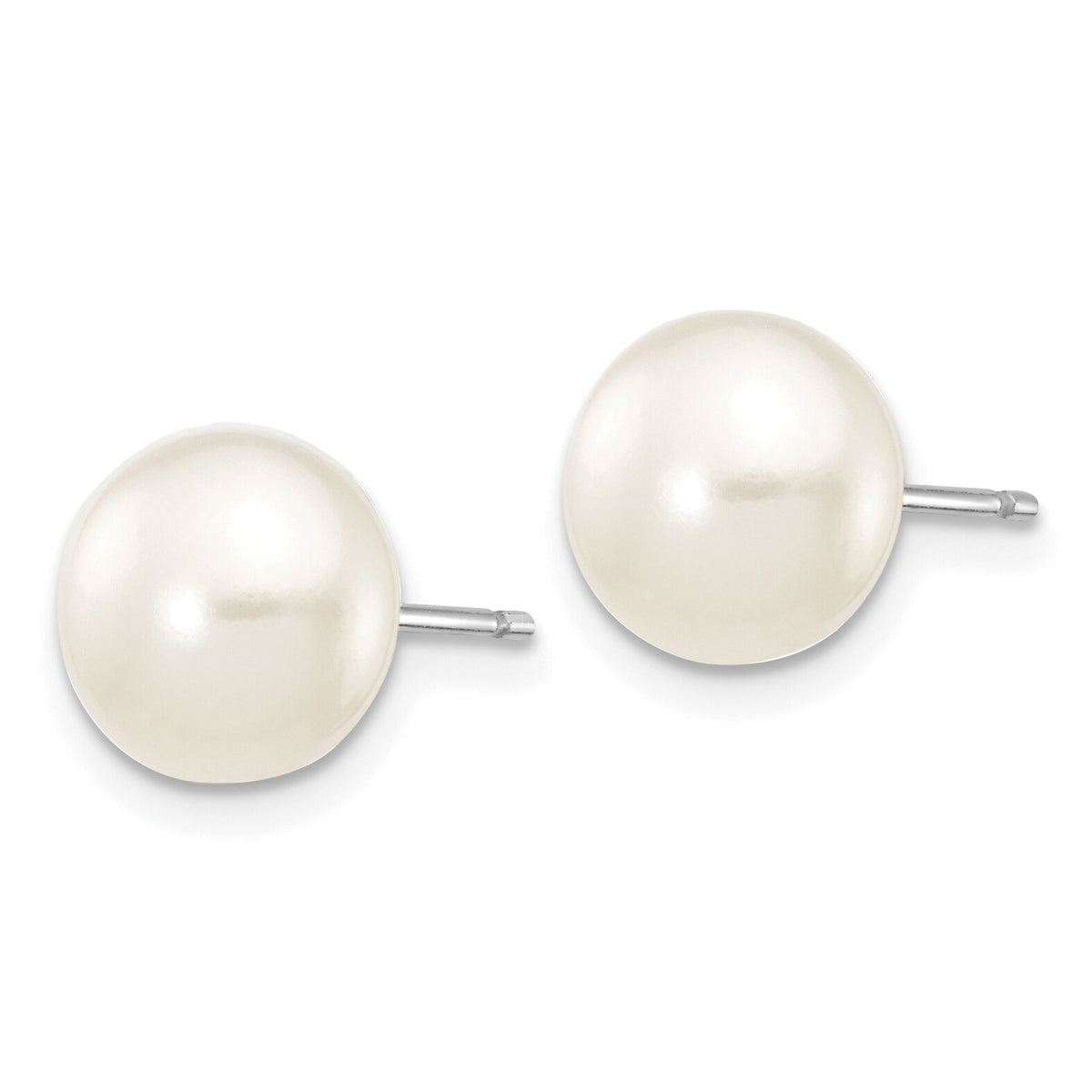 14k WG 7-8mm White Button FW Cultured Pearl Stud Post Earrings-XW70BW