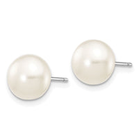 14k WG 7-8mm White Button FW Cultured Pearl Stud Post Earrings-XW70BW