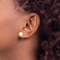14k WG 7-8mm White Button FW Cultured Pearl Stud Post Earrings-XW70BW