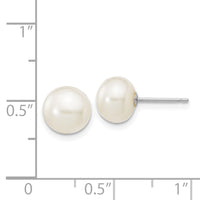 14k WG 7-8mm White Button FW Cultured Pearl Stud Post Earrings-XW70BW