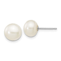 14k WG 7-8mm White Button FW Cultured Pearl Stud Post Earrings-XW70BW