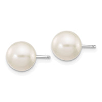 14k White Gold 7-8mm White Round FW Cultured Pearl Stud Post Earrings-XW70PW