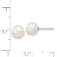14k White Gold 7-8mm White Round FW Cultured Pearl Stud Post Earrings-XW70PW