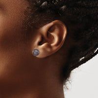 14k White Gold 8-9mm Black Button FW Cultured Pearl Stud Post Earrings-XW80BB