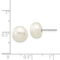 14k White Gold 8-9mm White Button FW Cultured Pearl Stud Post Earrings-XW80BW