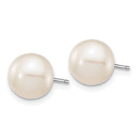 14k White Gold 8-9mm White Round FW Cultured Pearl Stud Post Earrings-XW80PW