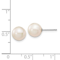 14k White Gold 8-9mm White Round FW Cultured Pearl Stud Post Earrings-XW80PW