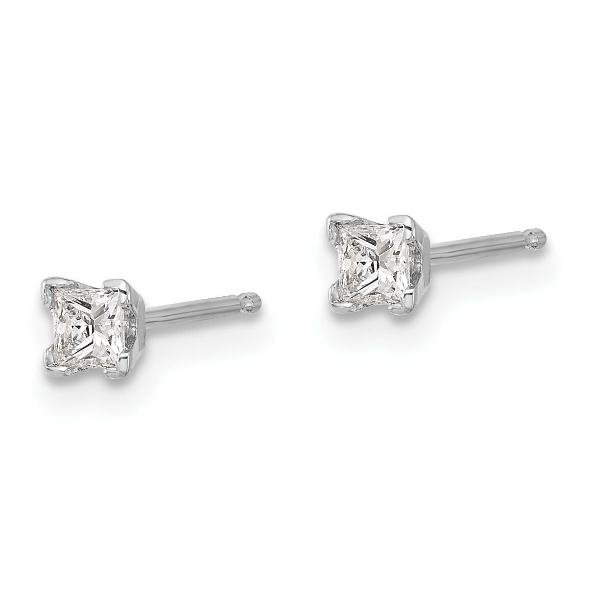 14k White Gold AA Quality Complete Princess Cut Diamond Earrings-XWAP1AA