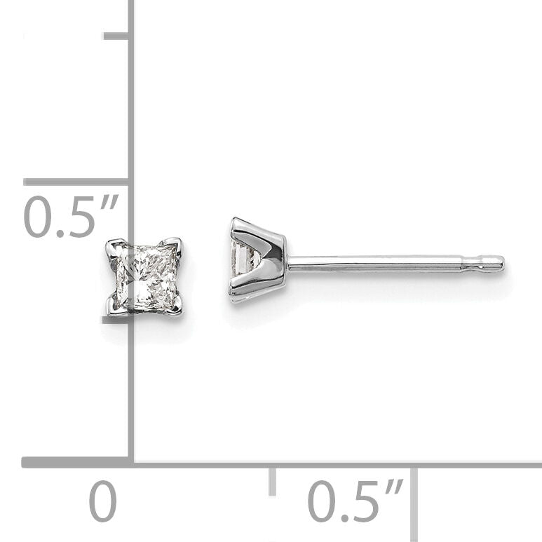 14k White Gold AA Quality Complete Princess Cut Diamond Earrings-XWAP1AA