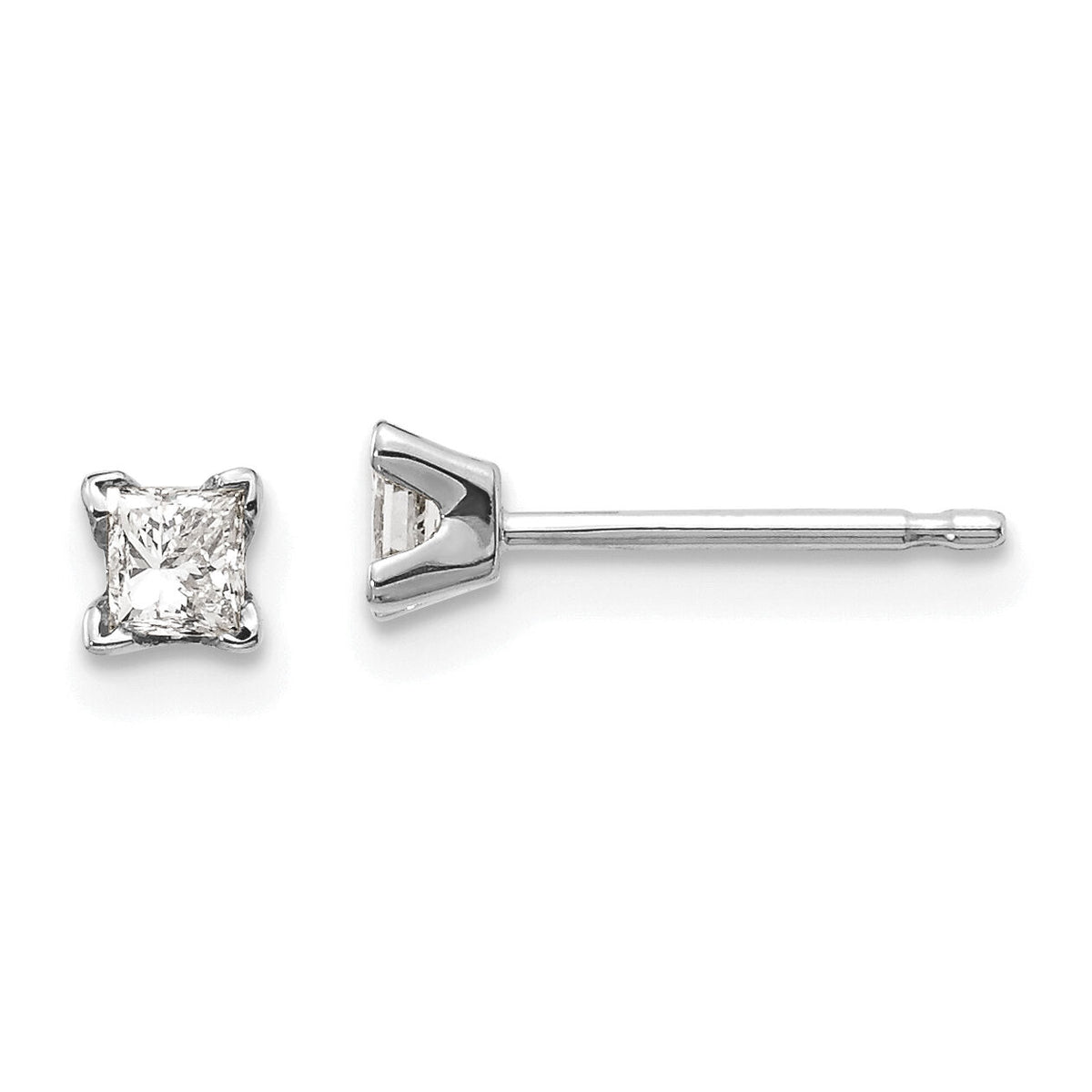 14k White Gold AA Quality Complete Princess Cut Diamond Earrings-XWAP1AA