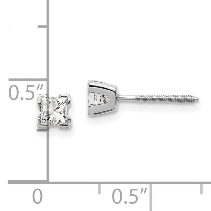 14k White Gold AA Quality Complete Princess Cut Diamond Earrings-XWAP4AA