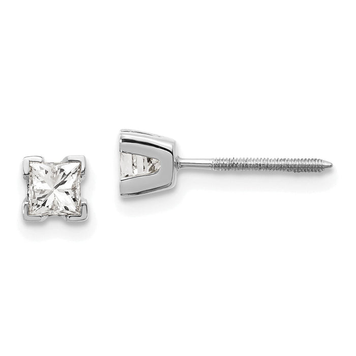14k White Gold AA Quality Complete Princess Cut Diamond Earrings-XWAP4AA