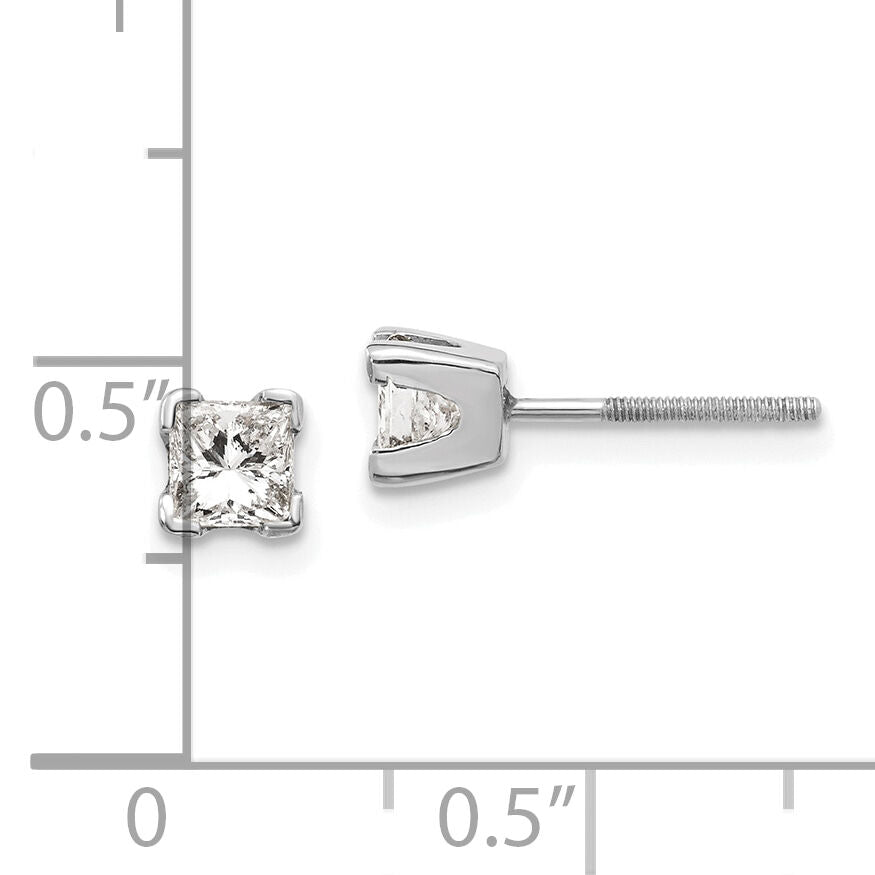 14k White Gold AA Quality Complete Princess Cut Diamond Earrings-XWAP5AA