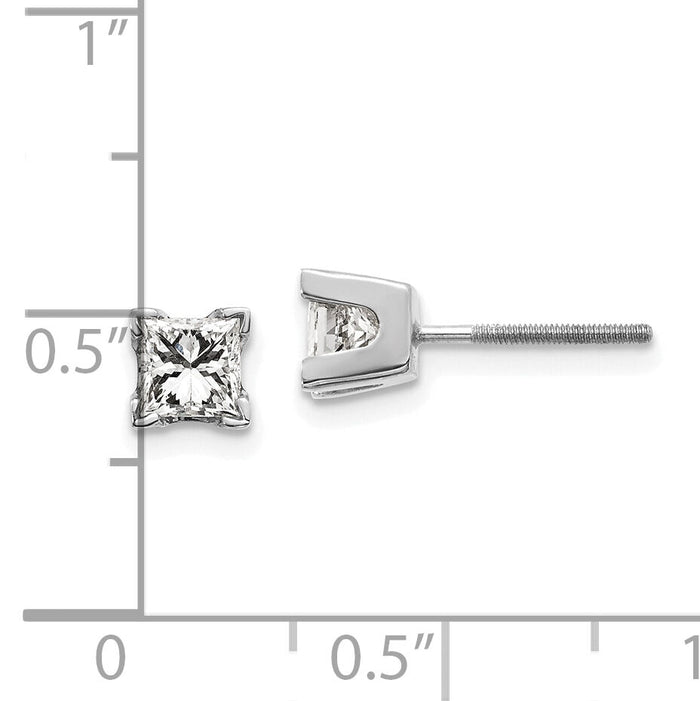 14k White Gold VS Quality Complete Princess Cut Diamond Earrings-XWAP6VS