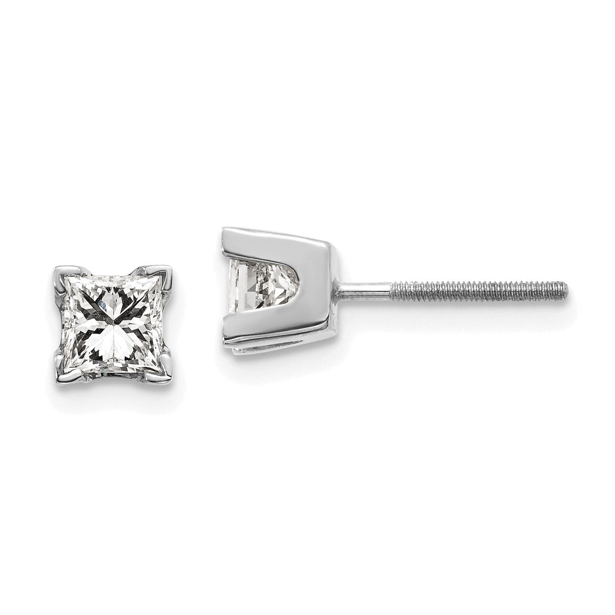 14k White Gold VS Quality Complete Princess Cut Diamond Earrings-XWAP6VS